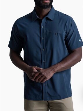 EUC Kuhl Renegade Men's Short-Sleeve Button-Down Shirt - Navy Blue